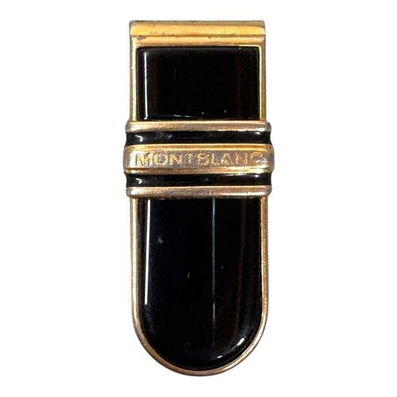 Vintage Montblanc Money Clip Gold & Black Germany Enamel Dad Gift Present Men - Picture 1 of 6